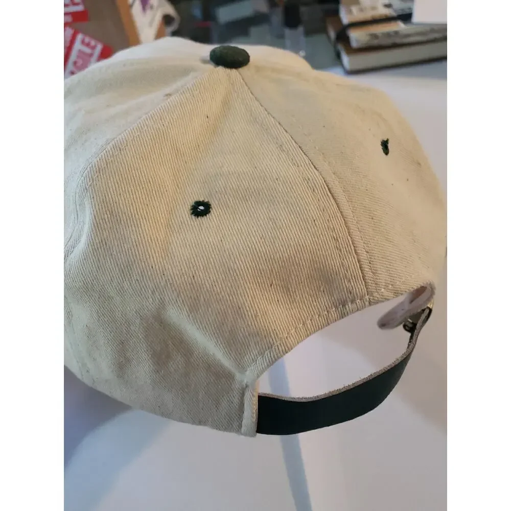 Vintage 90s San Antonio Texas Cowboy Black Suede Green Brim Strapback Hat
